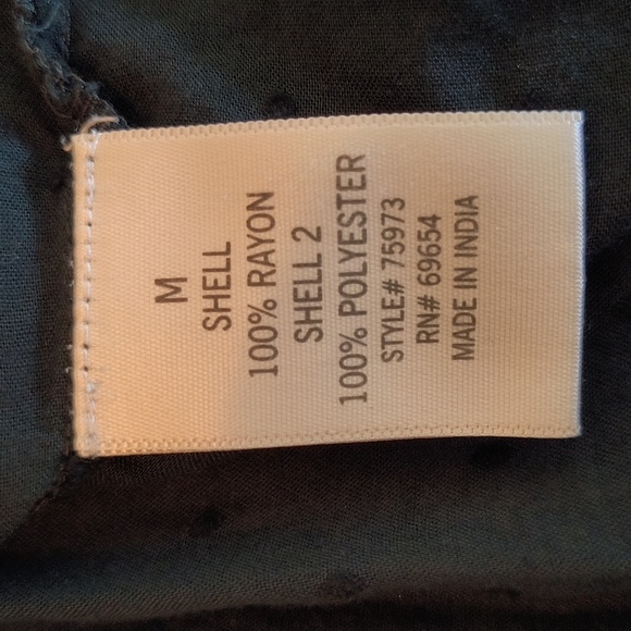 Blue Rain Black swiss dot Peplum hem long sleeve boho top size M - Picture 7 of 11